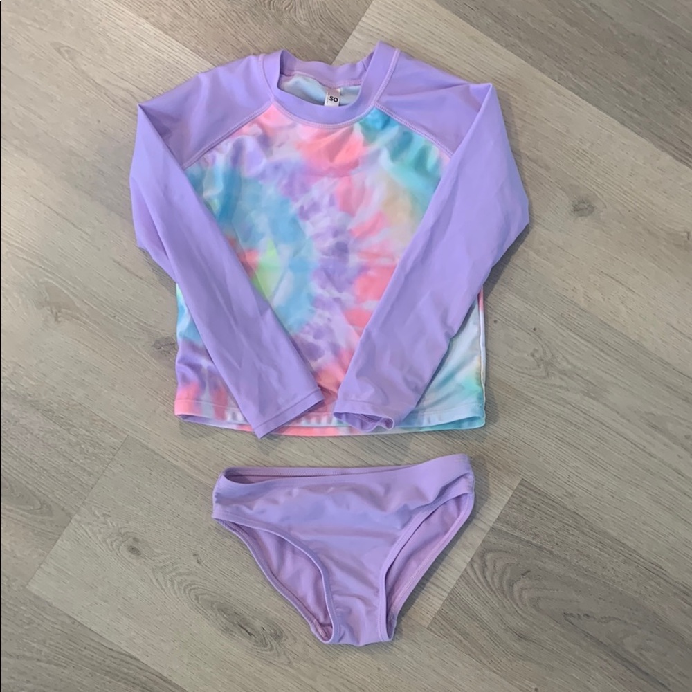Kids Tie-Dye Swim Set - Purple and Multicolor